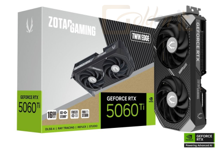 Videókártya Zotac GeForce RTX5060 Ti 16GB DDR7 Twin Edge - ZT-B50620E-10M