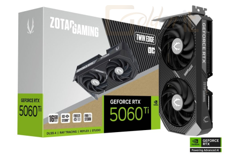Videókártya Zotac GeForce RTX5060 Ti 16GB DDR7 Twin Edge OC - ZT-B50620H-10M