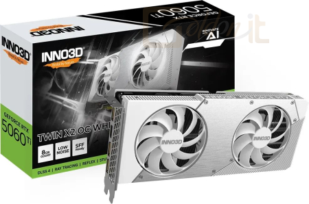Videókártya Inno3D GeForce RTX5060 Ti 8GB DDR7 Twin X2 OC White - N506T2-08D7X-193075W