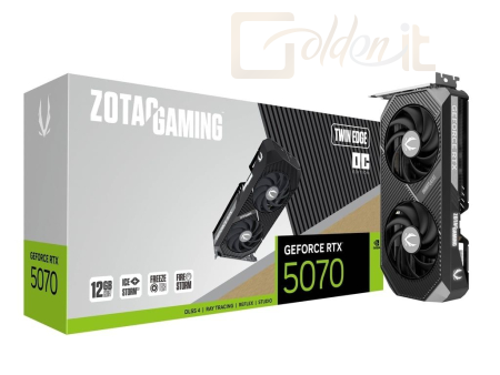 Videókártya Zotac GeForce RTX5070 12GB GDDR7 Twin Edge OC - ZT-B50700H-10P