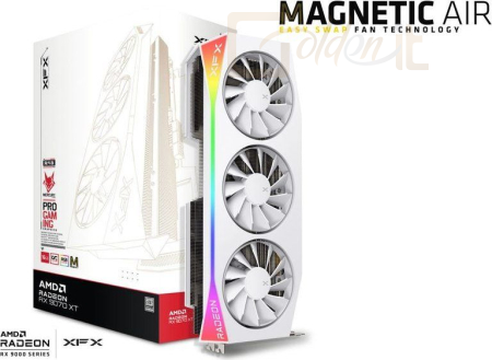 Videókártya XFX RX9070 XT 16GB DDR6 Mercury Magnetic Air Gaming RGB OC White - RX-97TMARGW9