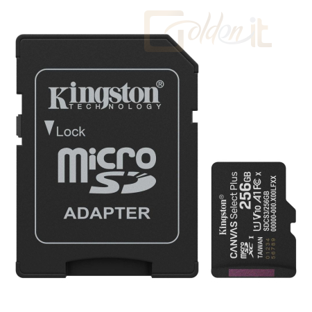 USB Ram Drive Kingston 256GB microSDXC Canvas Select Plus Gen3 Class 10 UHS-1 A1 V10 + adapterrel - SDCS3/256GB