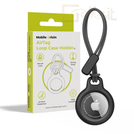 Okostelefon kiegészítő Mobile Origin Airtag Loop Case Holder A1 Black - MO-ALCH-BLK-A1