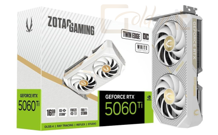 Videókártya Zotac GeForce RTX5060 Ti 16GB DDR7 Twin Edge OC White - ZT-B50620Q-10M