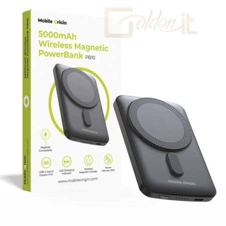 Powerbank vésztöltők Mobile Origin Wireless Magnetic PowerBank 5000mAh Black - MO-WMP-PB10