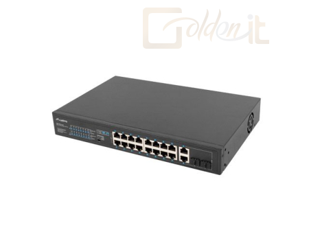 Hálózati eszközök Lanberg 16X 100MB POE+/2X 1GB/1X SFP UNMANAGED RACK 150W - RSFE-16P-2C-150