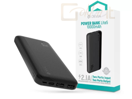 Powerbank vésztöltők Devia ST125636 Kintone Series Lite 5 10000mAh Powerbank Black - ST125636