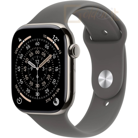 Okosóra Apple Watch S11 Cellular 46mm Natural Titanium Case with Stone Grey Sport Band S/M - MFCW4
