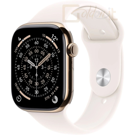 Okosóra Apple Watch S11 Cellular 46mm Gold Titanium Case with Light Blush Sport Band M/L - MFD64