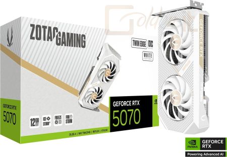 Videókártya Zotac GeForce RTX5070 12GB GDDR7 Twin Edge White OC - ZT-B50700Q-10P