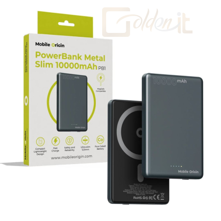 Powerbank vésztöltők Mobile Origin 10000mAh PowerBank Metal Slim - MO-MMS-PB1