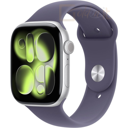 Okosóra Apple Watch S11 Cellular 46mm Silver Aluminium Case with Purple Fog Sport Band M/L - MFCR4