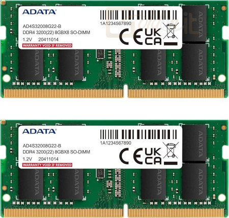 RAM - Notebook A-Data 16GB DDR4 3200MHz Kit(2x8GB) SODIMM - AD4S32008G22-DTGN