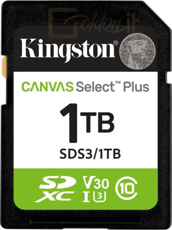 USB Ram Drive Kingston 1TB SDXC Canvas Select Plus Gen3 Class 10 UHS-1 A1 V10 - SDS3/1TB
