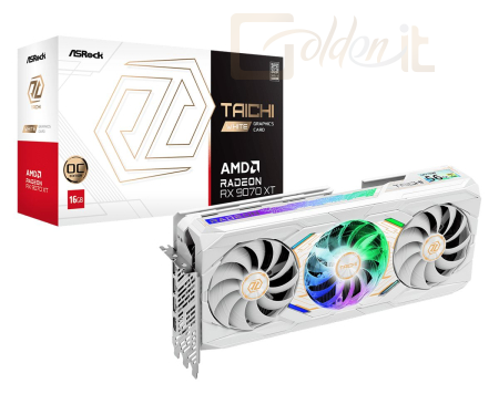 Videókártya ASRock Radeon RX9070 XT Taichi White 16GB OC - 90-GA5YZZ-00UANZ