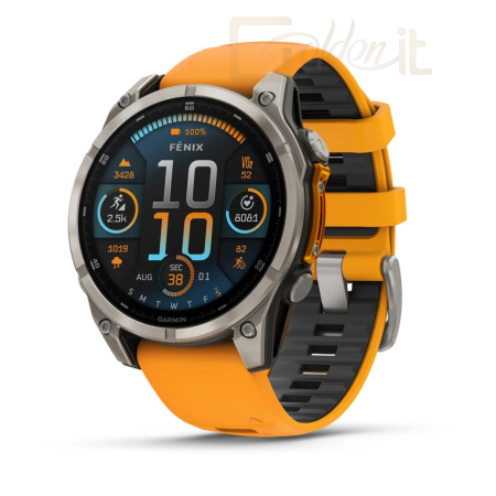 Okosóra Garmin fenix 8 Titanium with Spark Orange/Graphite Silicone Band - 010-02904-11