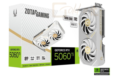 Videókártya Zotac GeForce RTX5060 Ti 8GB DDR7 Twin Edge OC White Edition - ZT-B50610Q-10M