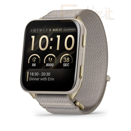 Okosóra Garmin Venu X1 Soft Gold with Titanium Caseback and French Grey Nylon Band - 010-02980-09