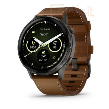 Okosóra Garmin Venu 4 45mm Slate with Brown Leather Band - 010-03014-03
