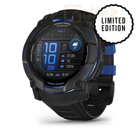 Okosóra Garmin Instinct 3 50mm AMOLED Black/Blue with Charcoal Band - 010-03020-03