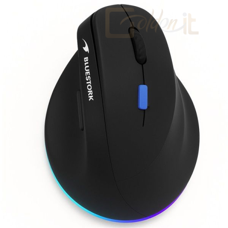 Egér Bluestork M-WL-ERGO-LUMI-TH Wireless Mouse Black - M-WL-ERGO-LUMI-TH