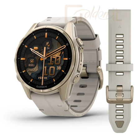 Okosóra Garmin fenix 8 43mm AMOLED Sapphire, Soft Gold with Limestone Leather Band - 010-02903-40