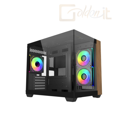 Ház Cooler Master Elite 481 Wood Tempered Glass Black - E481-KHNN-S00