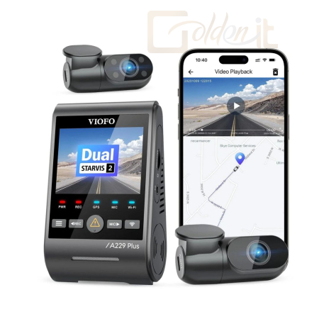 Videokamera VIOFO A229 Plus 3CH Dash Cam Black - A229 PLUS 3CH-G GPS