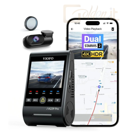 Videokamera VIOFO A229 Pro 2CH Dual Dash Cam Black - A229 PRO 2CH-G