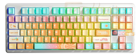 Billentyűzet Aula F87 Pro V2 Gasket Gaming Wireless Bluetooth Mechanical Keyboard White/Orange US - AUF87PV2-OS-KMICS