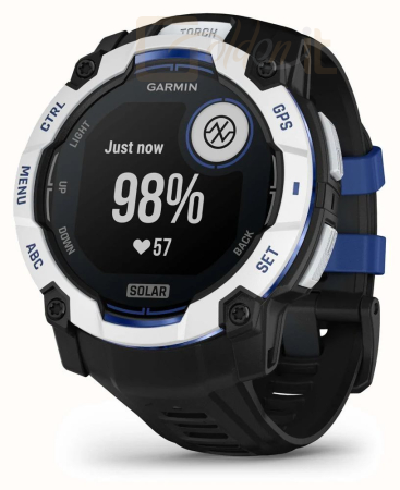 Okosóra Garmin Instinct 3 50mm Solar Whitestone with Black/Bolt Blue Band - 010-02935-03