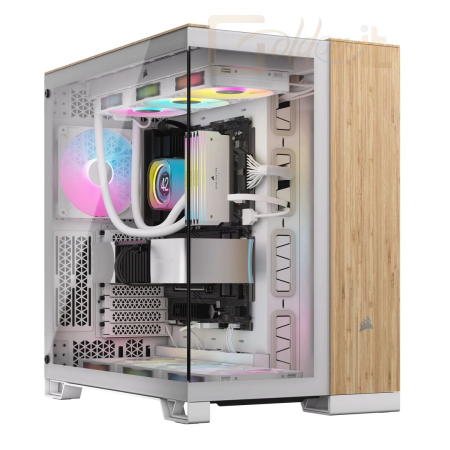 Ház Corsair 6500X Tempered Glass White/Bamboo - CC-9011284-WW