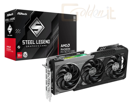 Videókártya ASRock Radeon RX9070 GRE Steel Legend Dark 12GB OC - RX9070GRE SLD 12GO