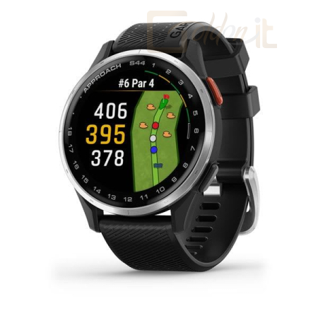 Okosóra Garmin Approach S44 Silver Aluminum Bezel with Black Silicone Band - 010-03009-00