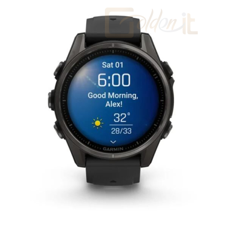Okosóra Garmin fenix 8 43mm AMOLED Sapphire, Carbon grey DLC titanium with Black/pebble grey silicone band - 010-02903-21