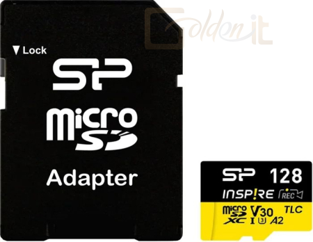 USB Ram Drive Silicon Power 128GB microSDXC Inspire UHS-1 U3 V30 A1 + adapterrel - SP128GBSTXLA2V1NSP