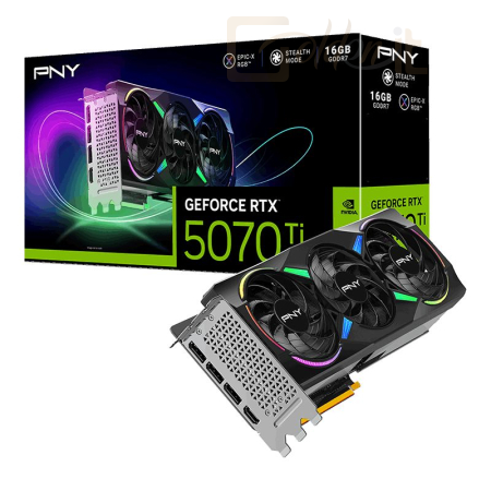 Videókártya PNY GeForce RTX5070TI 16GB DDR7 Gaming Triple Fan ARGB - VCG5070T16TFXXPB1