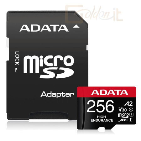 USB Ram Drive A-Data 256GB microSDXC High Endurance UHS-I U3 Class 10 V30S + adapterrel - AUSDX256GUI3V30SHA2-RA1