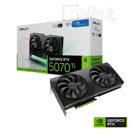 Videókártya PNY GeForce RTX5070TI 16GB DDR7 Slim OC Dual Fan - VCG5070T16DFSXPB1-O