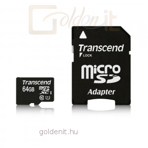 Transcend 64GB MicroSDXC Class10 UHS-I + Adapter - Memóriakártya