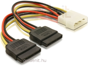 KAB Delock 60102 2 x SATA HDD – 4pin apa Molex hálózati kábel - 0,15m