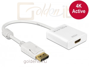 DeLock Displayport 1.2-dugós csatlakozó > HDMI-csatlakozóhüvely 4K aktív adapter White