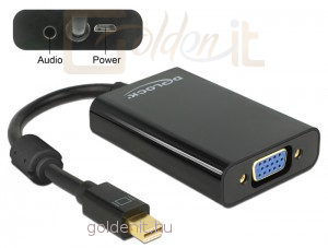 DeLock mini Displayport 1.1 male to VGA female + audio + power Black adapter
