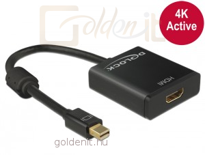DeLock miniDisplayport 1.2-dugós csatlakozó > HDMI-csatlakozóhüvely 4K aktív adapter Black