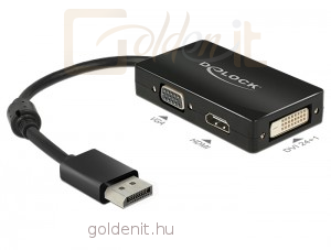 DeLock Displayport 1.1 male to VGA/HDMI/DVI female passzív átalakító Black