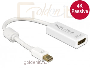 DeLock miniDisplayport 1.2-dugós csatlakozó > HDMI-csatlakozóhüvely 4K passzív adapter White