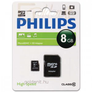 Philips 8GB microSDHC Class10 + adapterrel