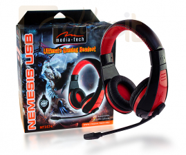 Fejhallgatók, mikrofonok Media-Tech MT3574 Nemesis Headset Black/Red - MT3574