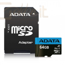 USB Ram Drive A-Data 64GB microSDXC Premier UHS-I Class10 V10 A1 + adapterrel - AUSDX64GUICL10A1-RA1
