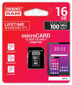 USB Ram Drive Good Ram 16GB microSDHC Class 10 UHS-I + adapterrel - M1AA-0160R12